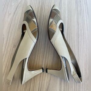 Women’s Slingback Heels in Beige and Brown